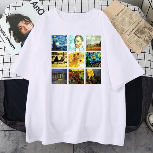 Paintings Doctor Gachet Prints Mens T-Shirts Cool Oversize Tshirts Creativity Crewneck T Shirts Vogue High Quality Men Tops