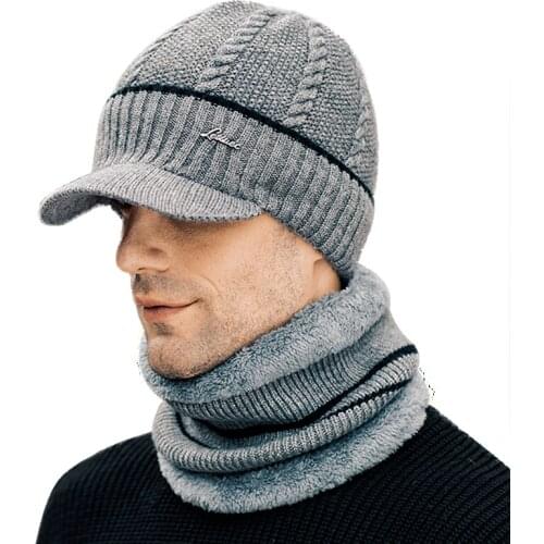 New Winter Beanie Hats Scarf Set Warm Knit Hat Skull Cap Neck Warmer with Thick Fleece Lined Winter Hat and Scarf for Men Women
