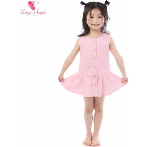 Kaiya Angel 2019 New Summer Baby Girl Dress Pink Cute Lovely Style Above Knee Mini Draped Sleeveless Factory Wholesale 5pcs/lot