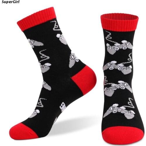 J78E Men Boy Teen Novelty Funny Gaming Socks Please Do Not Disturb Letters Print Contrast Color Casual Mid Tube Hosiery Gifts
