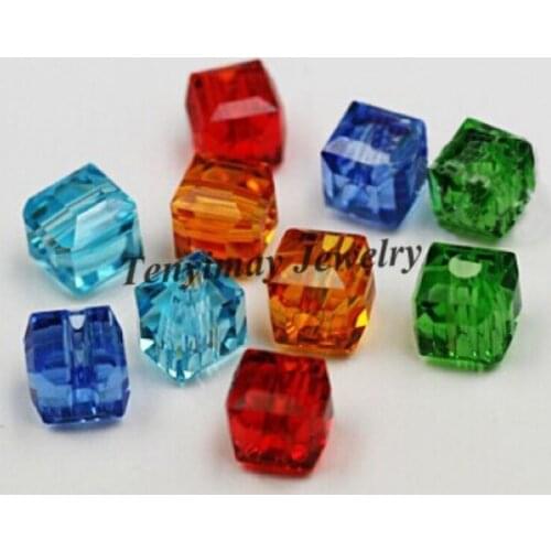 New Arrival 6mm Faceted Cubic Acrylic Beads Mixed For DIY 500pcs/lot Free Shipping