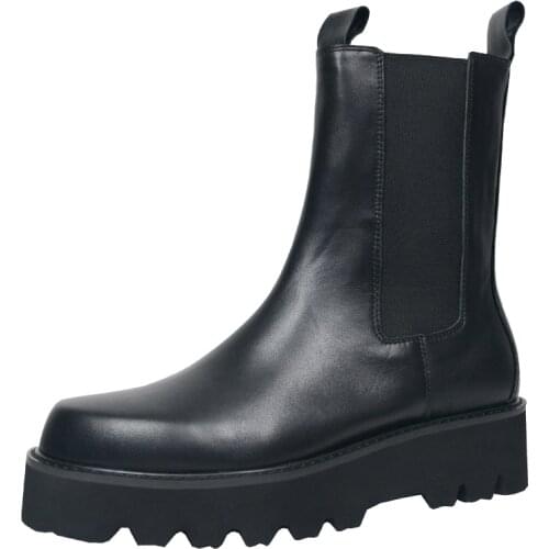 Owen Seak Men Casual Shoes High-TOP Heighten Chelsea Boots Leather Sneaker Luxury Trainers High Street Autumn Flat Black Shoes