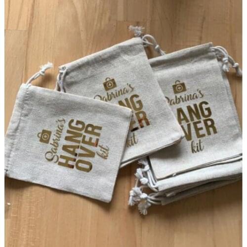 Personalized gold bridesmaid survival wedding Bachelorette Hangover Kits party Candy pouches Perfect Blend favor bags