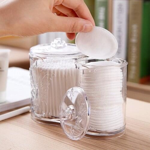Transparent Cotton Swab Storage Box Makeup Organizer Cotton Pads Holder Cosmetics Container Make Up Organizer Case