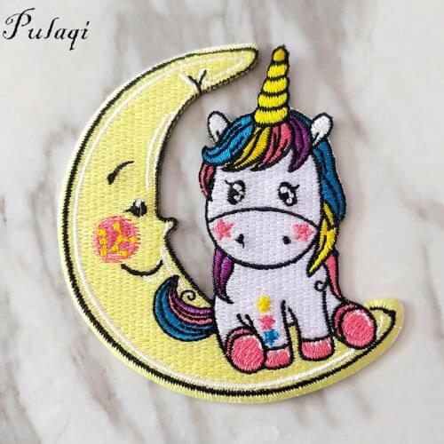 Pulaqi Cartoon Unicorn Totoro Patch Clothes Badges Iron On Patches Cute Dog&Cat DIY Embroidery Patches For Kids T-shirt Sticker