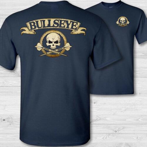 Darts crossbones t-shirt, bullseye skull shirt, throwing darts badge tee shirt Double Side