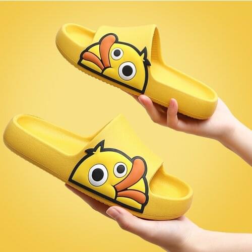 Summer EVA Beach Slides Women Men Slippers Sandals Cartoon Duck Thick Soled Flip Flops Female Couples Indoor Bathroom Shoes Men