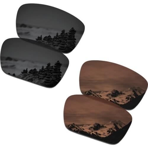SmartVLT 2 Pairs Polarized Sunglasses Replacement Lenses for Oakley Fuel Cell Stealth Black and Amber Brown