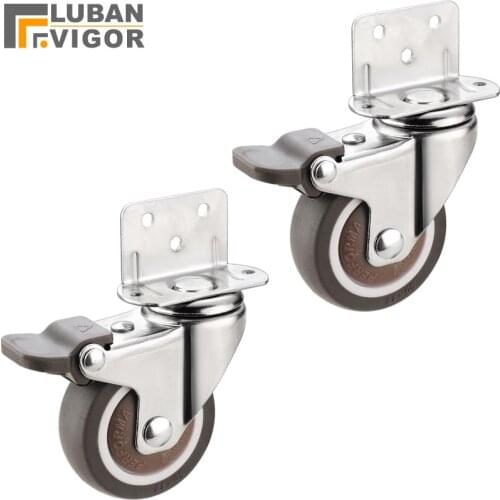 Super mute L type Side mounted wheels/casters,TPE Splint wheel with bearings,Anti-wrap wheel,For Crib Flower stand Wooden table