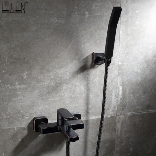 Vidric Bathtub Faucets Black Shower Faucets Wall Mounted Bath And Shower Faucet With Handheld Showers Oil Rubble Bronze EL4011