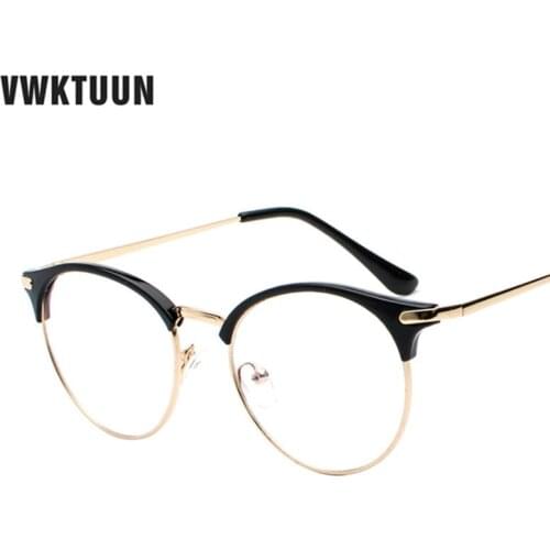 VWKTUUN Vintage Eyewear Glasses Frame Clear glasses Half Frame Metal Eyeglasses Optical Glasses Frame Students Fake Glasses