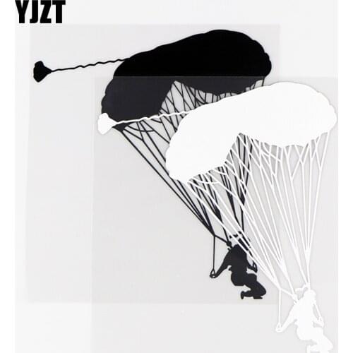 YJZT 13.8×15.8CM Personalized Car Sticker Extreme Sport Skydiving Silhouette Vinyl Decal Black / Silver 10A-0494