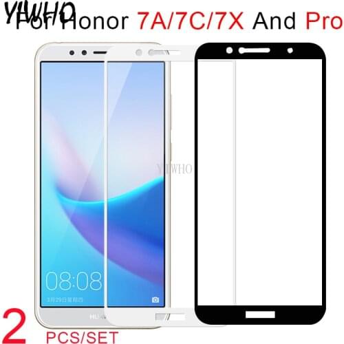 On For Huawei Honor7C Protective Glass 2 pcs set kit Tempered safety Glass 7X 7A 7c 7apro 7cPro Honer 7 and Pro A C X A7 C7 Film