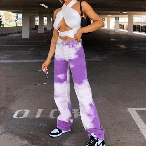 Women Hip Hop Tracksuits Streetwear Tie Dye Pants Fashion Joggers Mid Waist Long Baggy Pants Sweatpants Loose Trousers