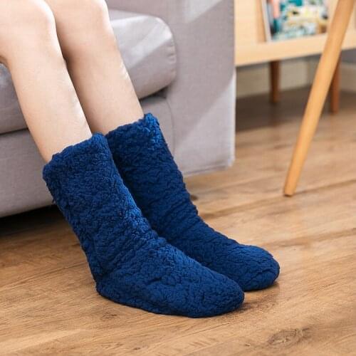 Women Winter Indoor Slippers Thick Coral Fleece Warm Home Bedroom Floor Slippers Non-slip Socks Slipper Gift Plush Fluffy Shoes