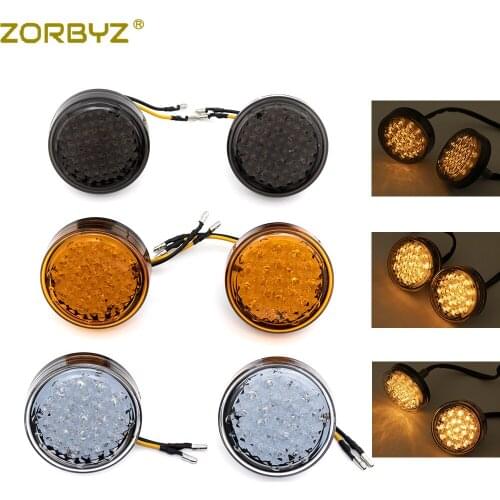 ZORBYZ Motorcycle 12V Round LED Turn Signal Amber Indicator Light For Honda Chopper Custom