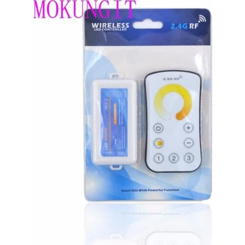 1pcs DC12V~24V LED Strip Controller RF 2.4G Wireless Touching LED WW/CW adjust color temperature Remote Controller + WW/CW LED