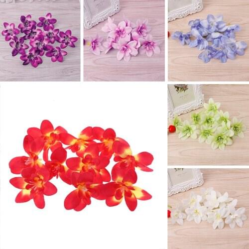 10 Pcs Artificial Flower Orchid Head For Bride Hair Clip flowers Xmas Brooch Craft Wedding table decoration home decor