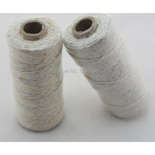10pcs Shimmer Gold/Silver Color Cotton Bakers Twine for Gift Counter Packaging Scrapbook Decoration Free Shipping