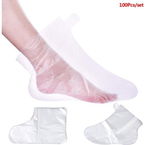 100pcs Disposable Foot Covers One-off Foot Cover Transparent Film Foot Cover For Pedicure Prevent Infection Remove Chapped