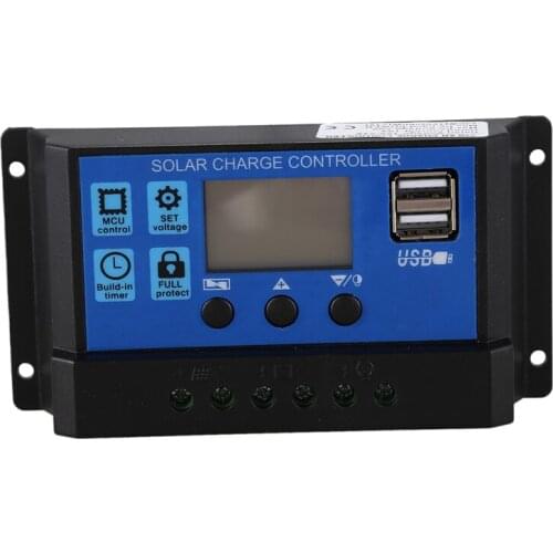 12V 24V Auto work PWM Solar Charge Controller with LCD Dual USB 5V Output Solar Cell Panel Charger Regulato