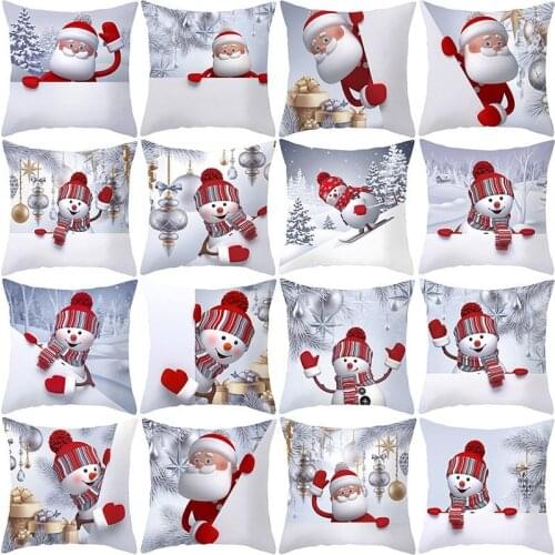 45x45cm Snowman Pillow case Xmas Ornaments Sofa Santa Claus Cushion Cover Merry Christmas Decorations For Home Noel Navidad 2021
