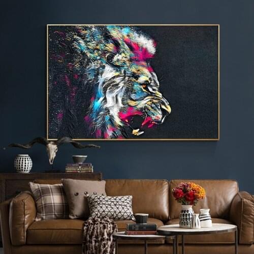 Watercolor Lion Canvas Art Paintings Modern Animals Wall Posters And Prints Lion Art Pictures For Living Room Cuadros Decoration