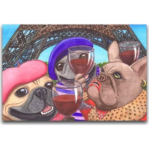 H2307 embroidery diamond full dog, bulldog, dog diamond painting full square