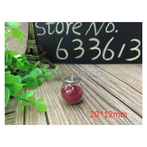 Freeship20set/lot 20mm ball 12mm open Glass Bubble vial glass globe with base finding set glass bubble DIY vial pendant no chain