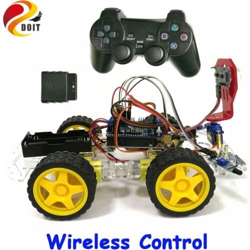 Wireless Control Tracking Obstacle Avoidance 4WD Arduino Robot Car Chassis Kit with UNO R3 Board+Motor Drive Shield Board