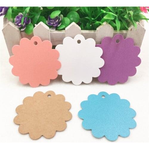 50Pcs 6*6cm Handmade Kraft Paper Lace Type Label Blank Card Gift For Wedding Decoration Tag Candy Birthday Party DIY Tags