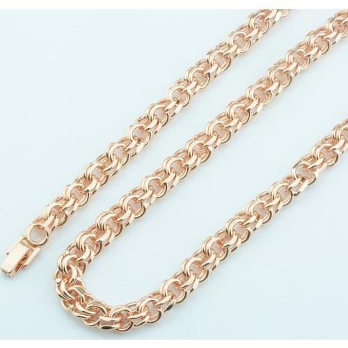 1pcs 8mm Men Big Necklace Womens Rose Gold Color Double Curb Chain 60cm 24inch Toggle Lock