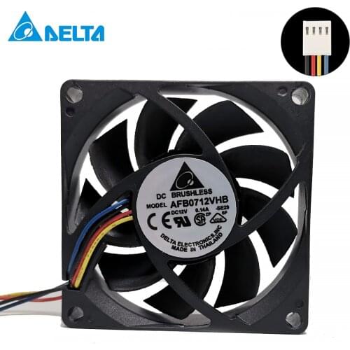 For delta AFB0712VHB 7015 70mm x 70mm x 15mm DC Brushless PWM mute Cooler Cooling Fan 12V 0.15A 4Wire 4Pin Connector