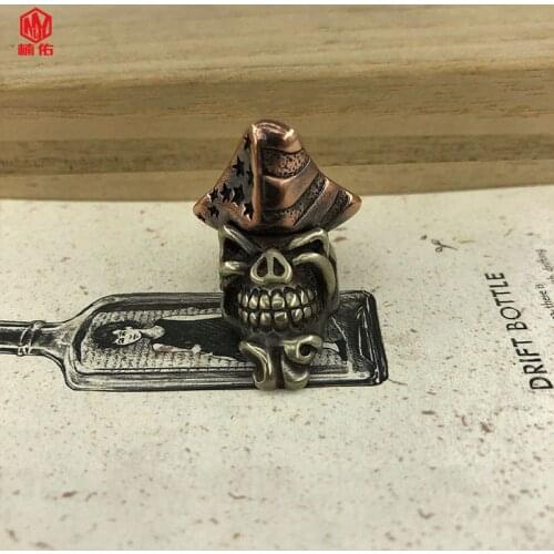 EDC Brass Knife Bead Beard Smoking Pirate Outdoor Survival Paracord Bead Backpack Ornament