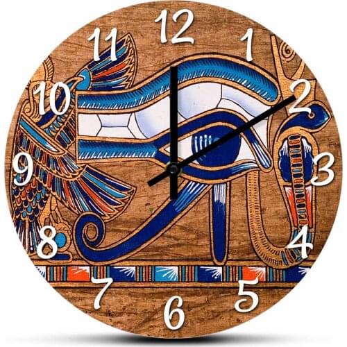 Egyptian Papyrus Depicting Horus Eye Moder Wall Clock Egypt Wadjet Artwork Udjat Home Decor Seeing Ra Ankh Goddess Eye Clock