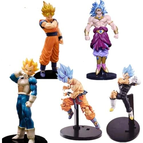 Dragon Ball Action Figure ROS Goku Broly Vegeta Buu Draogn Ball Super Saiyan Anime Figura Set Decoration Model Boy Toys Gift