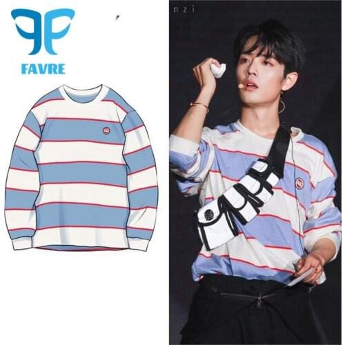 FAVRE Striped Long-Sleeved T-Shirt Men Autumn Loose Round Neck T-Shirts Women Trendy Tops Korean Style Couple Streetwear