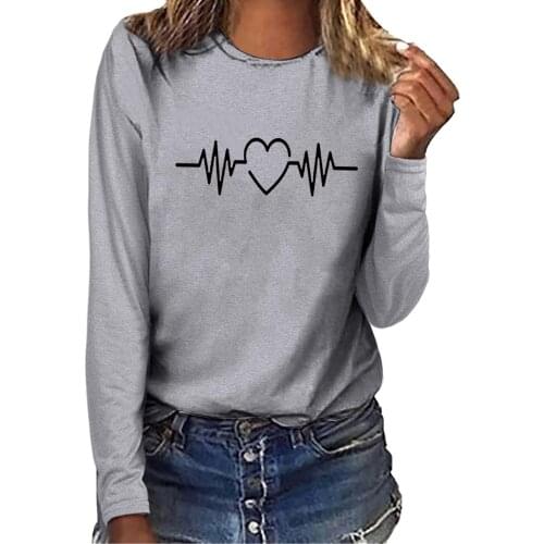 Oversized t-shirt Womens Printed Casual kawaii Loose kawaii Round Neck Long Sleeve T-shirt Tops оверсайз camisetas de mujer