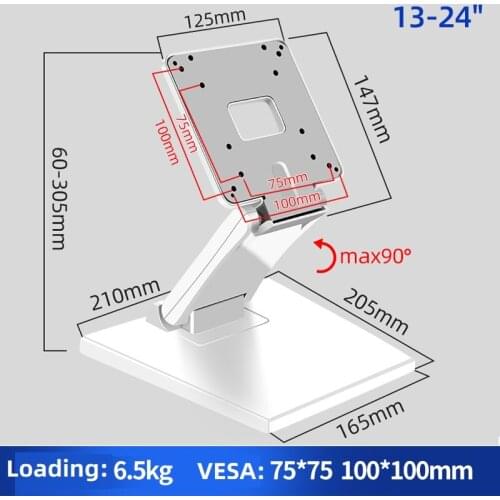 HILLPORT 13-24" Tilt Monitor Mounted LCD TV Holder Touch Screen Monitor Desk Bracket Folding Monitor Table Suporte Stand PC DZ11