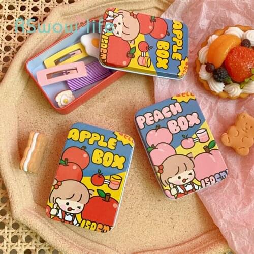 Korea New Cute Girl Storage Box Sticker Candy Jewelry Storage Tinplate Box Storage Box Organizer Home Organization