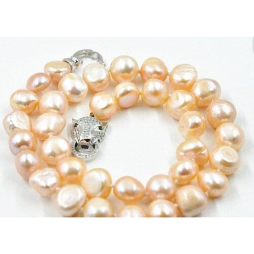 Beautiful NEW 12-13mm south sea pink baroque pearl necklace 18" leopard Clasp