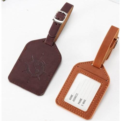 Creative Luggage Tag Personalized Faux Leather Portable Labels Suitcase ID Address Holder Tag Key Labels Travel Accessories