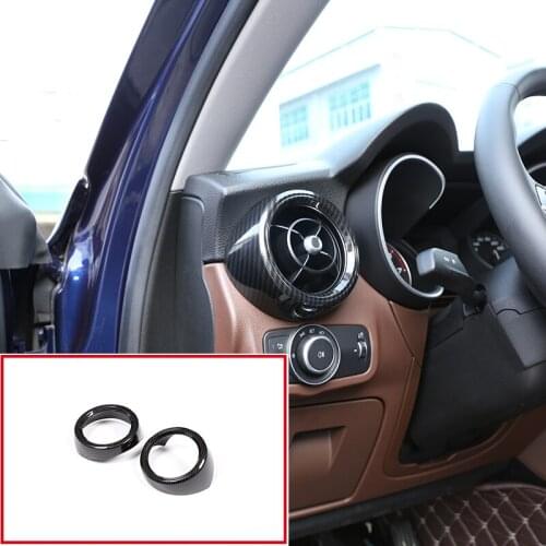 2pcs ABS Carbon Fiber Front Side Air Conditioning Vent Outlet Cover Trim Car Accessories For Alfa Romeo Stelvio 2017-2018