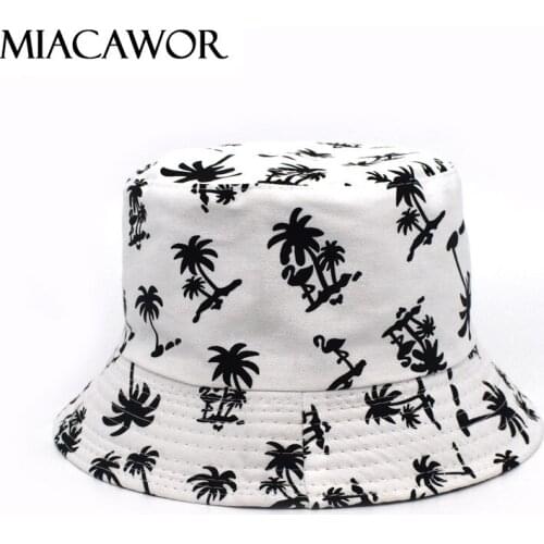 MIACAWOR High Quality Reversible Bucket Hat For Women Fashion Print Panama Hip Hop Caps Outdoor Travel Fisherman Hat Male M116