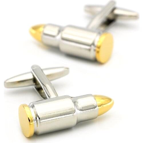 Mens Bullet Cufflinks Copper Material Golden Color