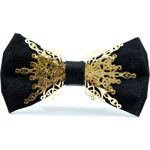 2020 New Fashion Mens Bowties Designers Brand Gold Metal Inlaid Vintage Gothic British Sequins Bow Ties for Men Wedding Gift
