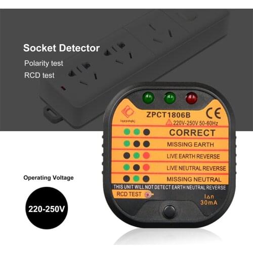 New Outlet Socket Tester Detector Circuit Polarity Voltage Plug Breaker EU Ground Zero Line Switch Safety Electroscope