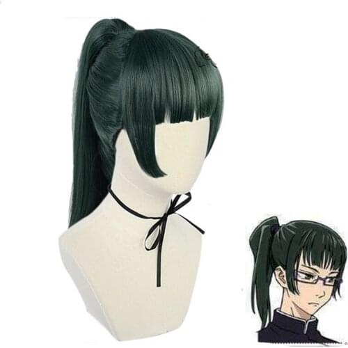 Anime Jujutsu Kaisen Maki Zenin Ponytail Cosplay Wig Heat Resistant Synthetic Hair Women Carnival Party Wigs Cosplay Costume