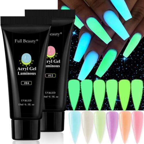 15ml Poly Acrylic Nail Extension Gel Glow In Dark Quick Building Poly Extensions UV Builder Gel Polish Nails Extend Tips NT1832