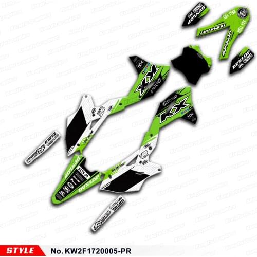 Aftermarket Custom Stickers Racing Decals Graphics Kit for KX250F KXF 250 2017 2018 2019 2020, Style No.KW2F1720005-PR